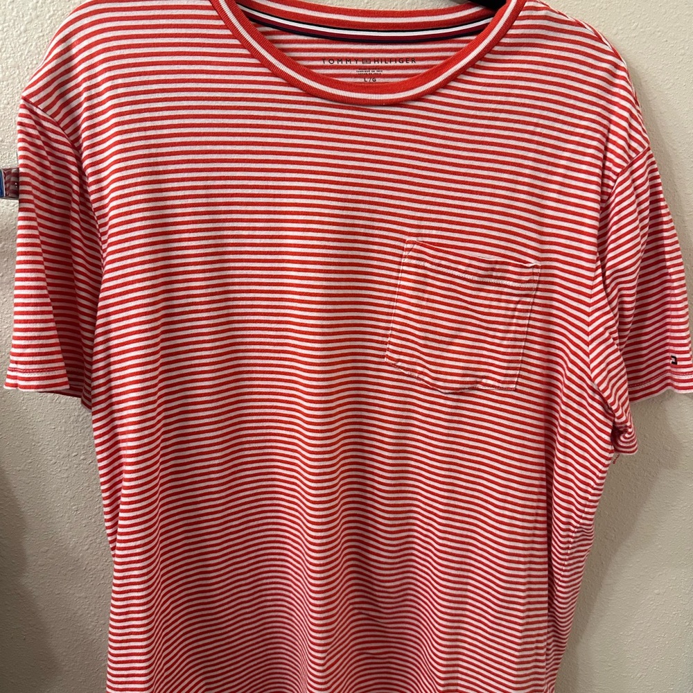 Tommy Hilfiger Red and White Striped Tee